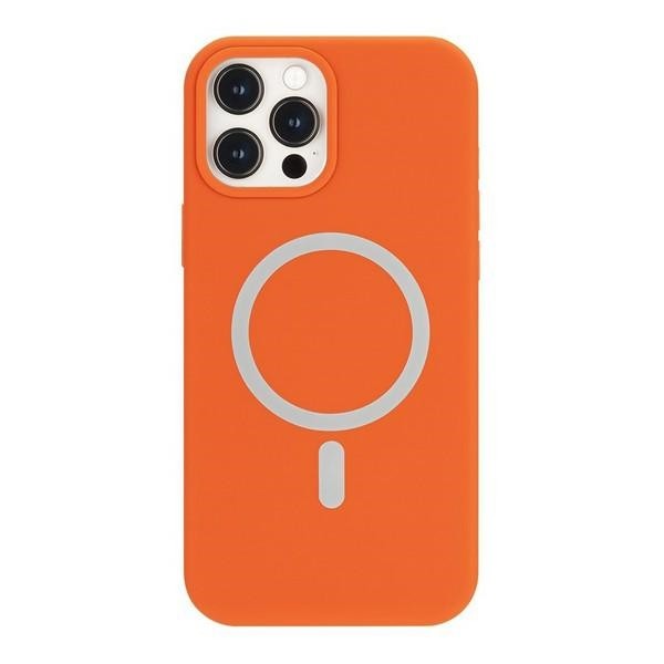 Husa Spate Mercury MagSafe Compatibila Cu iPhone 12 Pro Max, Interior Microfibra, Silicon, Orange