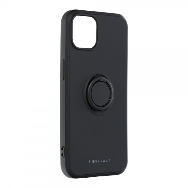 Husa Spate Roar Amber Compatibila Cu iPhone 13 Pro, Inel Metalic Pe Spate, Negru