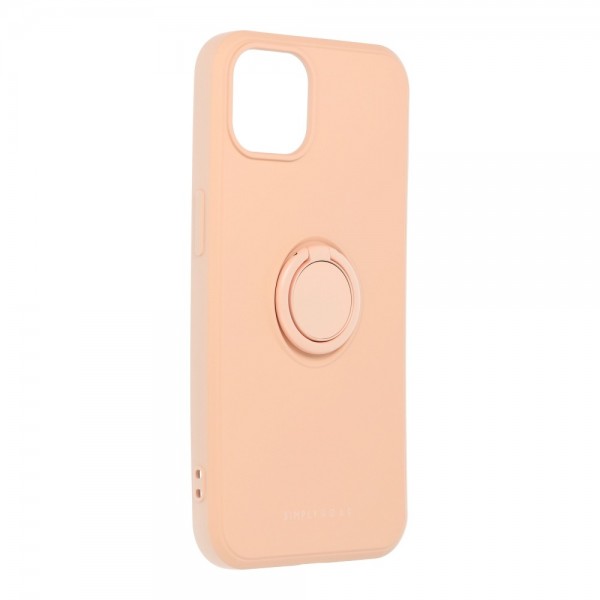 Husa Spate Roar Amber Compatibila Cu iPhone 13 Pro Max, Inel Metalic Pe Spate, Roz