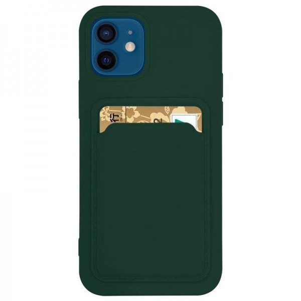 Husa Spate Upzz Silicone Walllet Compatibila Cu iPhone 12 Pro Max, Suport De Card Pe Spate, Verde
