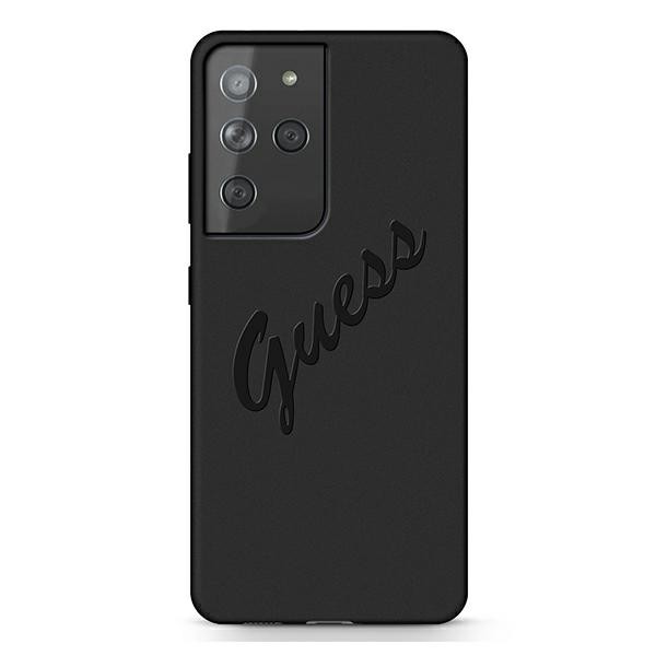 Husa Spate Guess Compatibila Cu Samsung Galaxy S21 Ultra, Script Vintage, Negru – 496053