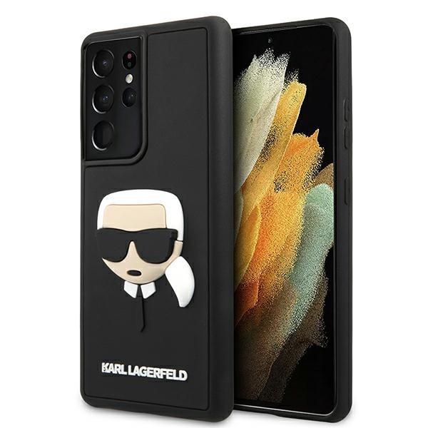 Husa Karl Lagerfeld Compatibila Cu Samsung Galaxy S21 Ultra, 3D Rubber Karl Head, Negru – 9003395