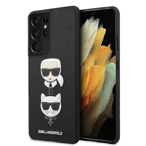 Husa Karl Lagerfeld Compatibila Cu Samsung Galaxy S21 Ultra, Saffiano Ikonik Karl Si Choupette, Negru – 40496749