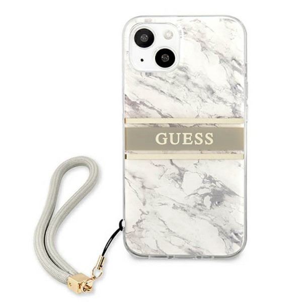 Husa Guess Compatibila Cu iPhone 13, Marble Strap Colection, Gri - 023041