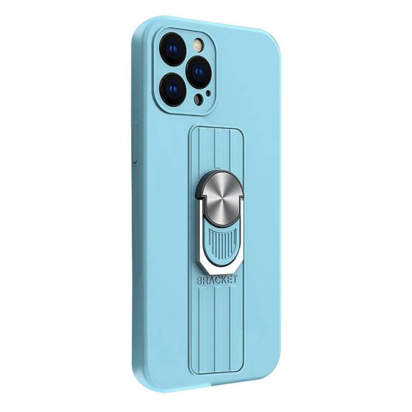 Husa Spate Upzz Ring Liquid Compatibila Cu iPhone 13 Pro Max, Suport Metalic Pe Spate, Protectie La Camera, Light Blue itelmobile.ro imagine noua 2022