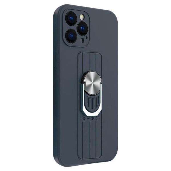 Husa Spate Upzz Ring Liquid Compatibila Cu iPhone 13 Pro Max, Suport Metalic Pe Spate, Protectie La Camera, Albastru
