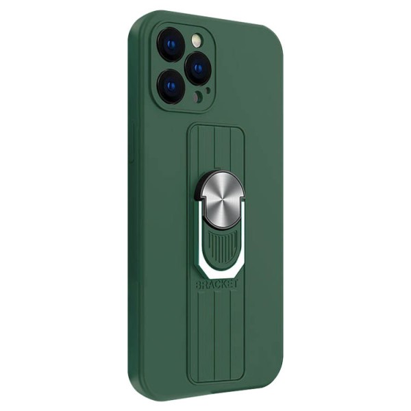 Husa Spate Upzz Ring Liquid Compatibila Cu iPhone 13 Pro Max, Suport Metalic Pe Spate, Protectie La Camera, Verde