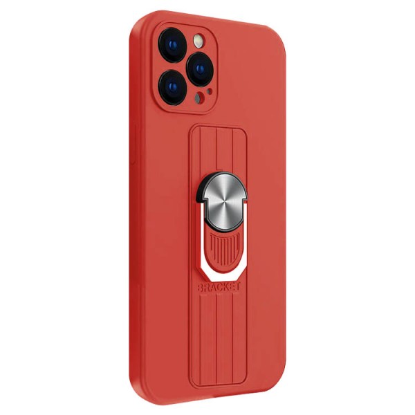 Husa Spate Upzz Ring Liquid Compatibila Cu iPhone 12 Pro Max, Suport Metalic Pe Spate, Protectie La Camera, Rosu