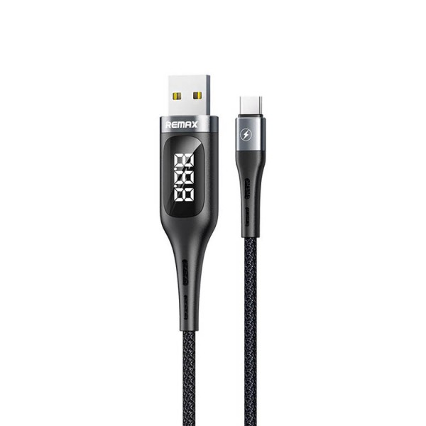 Cablu Date Incarcare Remax , Cu Temporizator Si Display, USB – USB-C, Lungime 1.2m, (RC-096a) Negru, – 6866