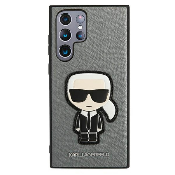 Husa Karl Lagerfeld Compatibila Cu Samsung Galaxy S22 Ultra, Saffiano Ikonik Karls Patch, Gri - 45463