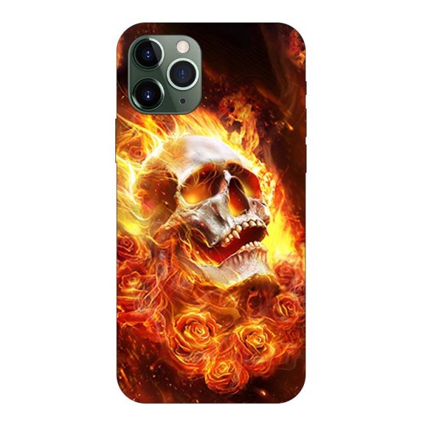 Husa Silicon Soft Upzz Print, Compatibila Cu iPhone 12 Pro Max, Flame Skull itelmobile.ro imagine noua 2022