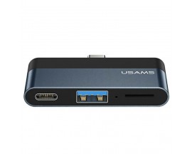 Hub Multifunctional USAMS 3 In 1 Usb Type-c, 1 X USB 3.0, 1 X Micro SD, 1 X Type C, Gri - US-SJ491