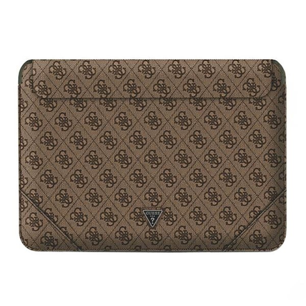 Husa Premium Guess Sleeve Uptown Triangle Logo, Compatibila Cu Laptop / Macbook 16 inch, Maro – 39974