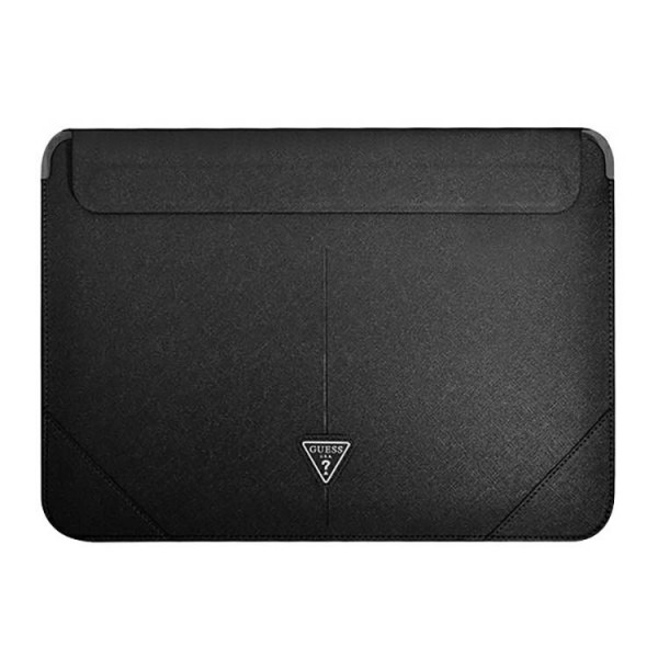 Husa Premium Guess Sleeve Saffiano Triangle Logo, Compatibila Cu Laptop / Macbook 16 inch, Negru – 39875
