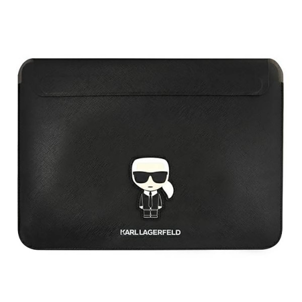 Husa Premium Karl Lagerfeld Sleeve Saffiano Ikonik Karl, Compatibila Cu Laptop / Macbook 16 inch, Negru – 40178