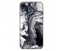 Husa Silicon Soft Upzz Print, Compatibila Cu iPhone Xr, Black Marble