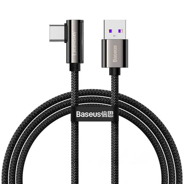 Cablu Date Incarcare Gaming Baseus Legend Elbow, Impletit, USB la USB Type C, 66W, Lungime 1M, Negru – CATCS-B01