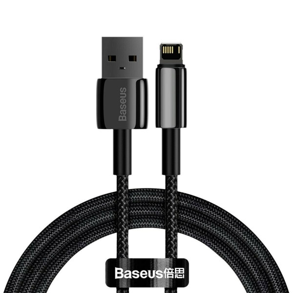 Cablu Tungsten Gold Baseus USB la lightning, 2.4A, 1m, Negru - CALWJ-01 image