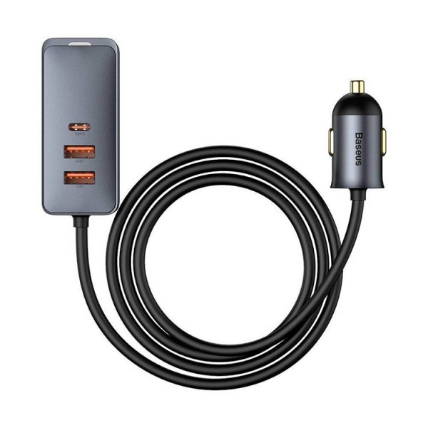 Incarcator Auto Baseus Share Together 120W, 3 X USB, 1 X USB Type C, PPS Quick Charge, Gri – CCBT-B0G