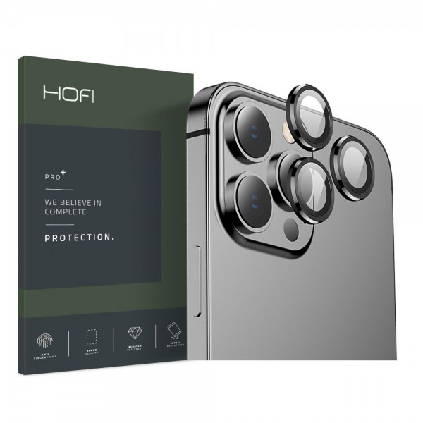 Protectie Camera Din Otel Hofi Camring Pro Compatibila Cu iPhone 13 Pro / 13 Pro Max, Negru Hofi imagine noua 2022