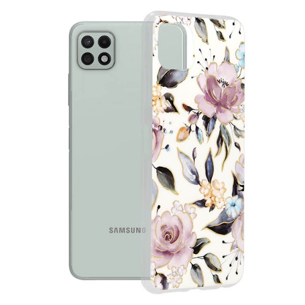 Husa Silicon UPzz Tech Marble Series, Compatibila Cu Samsung Galaxy A22 5G, Chloe White image2