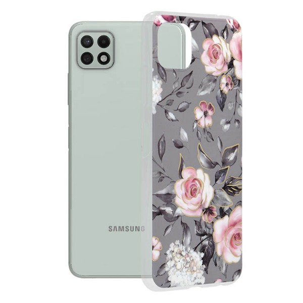 Husa Silicon UPzz Tech Marble Series, Compatibila Cu Samsung Galaxy A22 5G, Bloom of Ruth Gray image0