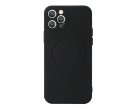 Husa Spate Upzz Magsafe Compatibila Cu iPhone 14 Pro, Microfibra La Interior, Negru