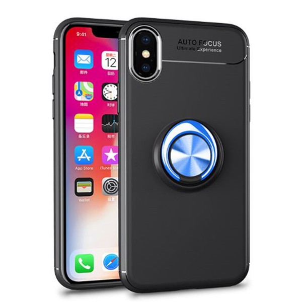 Husa Spate Silicon Premium Iring Metalic Upzz iPhone X, iPhone 10 Cu Ring Metalic Pe Spate Negru-blue itelmobile.ro imagine noua 2022