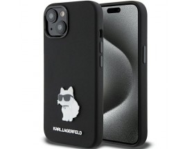Husa Spate Karl Lagerfeld Compatibila Cu iPhone 15, Colectia Silicon Choupette Metal, Negru - 9166359