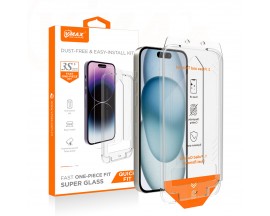 Folie Sticla Upzz Vmax Compatibila Cu iPhone 15 Pro Max, Transparenta, Montaj Usor cu Aplicator Inclus