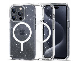Husa Silicon Upzz SparkleSkin MagSafe Compatibila Cu iPhone 14 Pro, Transparent Glitter