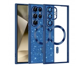 Husa Upzz Luxury Crystal Glitter MagSafe Protectie La Camere, Compatibila Cu Samsung Galaxy S22 Ultra 5G - Deep Blue