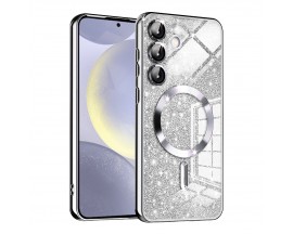 Husa Upzz Luxury Crystal Glitter MagSafe Protectie La Camere, Compatibila Cu Samsung Galaxy S23 FE - Silver