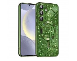Husa Upzz Luxury Crystal Glitter MagSafe Protectie La Camere, Compatibila Cu Samsung Galaxy S23 FE - Deep Green