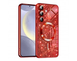Husa Upzz Luxury Crystal Glitter MagSafe Protectie La Camere, Compatibila Cu Samsung Galaxy S23 - Red