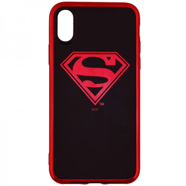 Husa Spate iPhone X /xs Dc Comics Superman Negru Rosu Chrome Licentiata