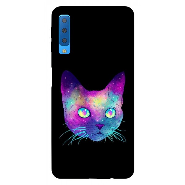 Husa Silicon Soft Upzz Print Samsung Galaxy A7 2018 Model Neon Cat