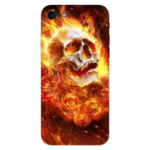 Husa Silicon Soft Upzz Print iPhone 7/iphone 8 Model Flame Skull imagine itelmobile.ro 2021