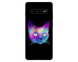 Husa Silicon Soft Upzz Print Compatibila Cu Samsung Galaxy S10 Plus Model Neon Cat