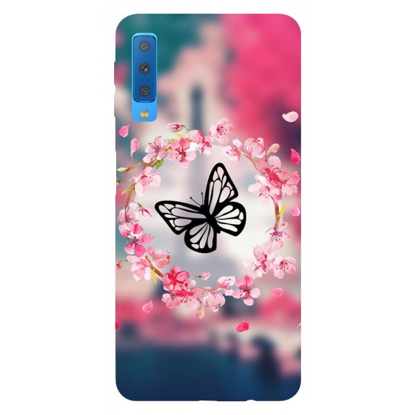 Husa Silicon Soft Upzz Print Samsung Galaxy A7 2018 Model Butterflies
