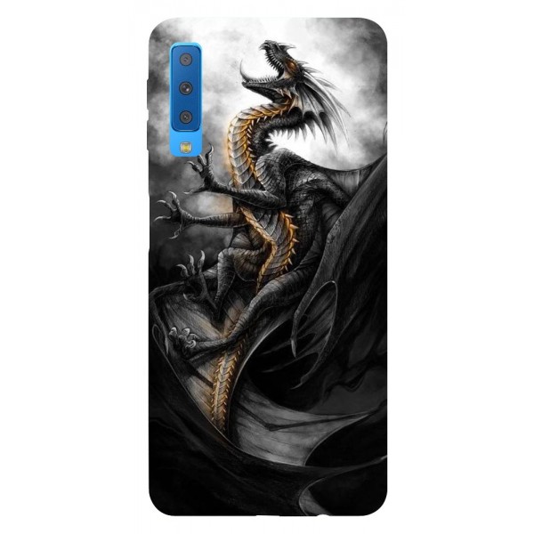 Husa Silicon Soft Upzz Print Samsung Galaxy A7 2018 Model Dragon 1