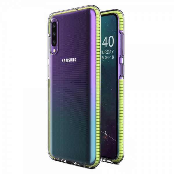 Husa Spate Upzz Spring Samsung Galaxy A50 ,silicon 1mm ,rezistenta La Socuri ,transparenta Cu Margine Galbena itelmobile.ro imagine noua 2022