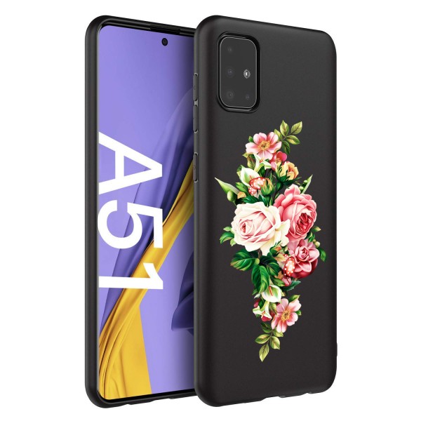Husa Silicon Soft Upzz Print Candy Compatibila Cu Samsung Galaxy A51, Model Roses Negru