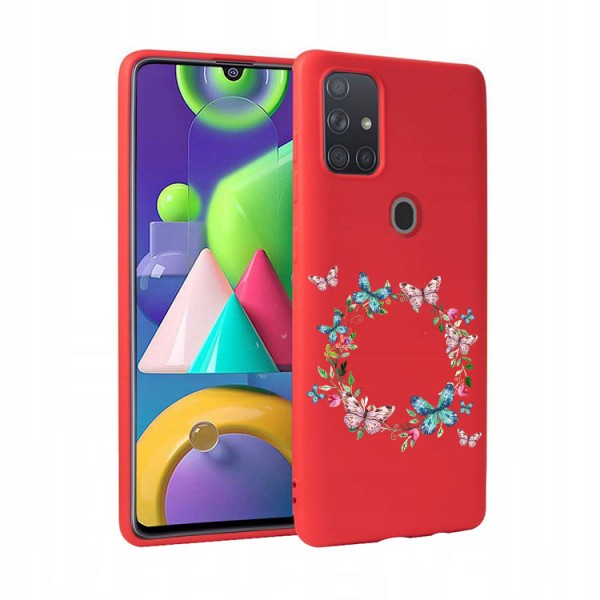 Husa Silicon Soft Upzz Print Candy Compatibila Cu Samsung Galaxy A21s, Model Butterfies Circle Red