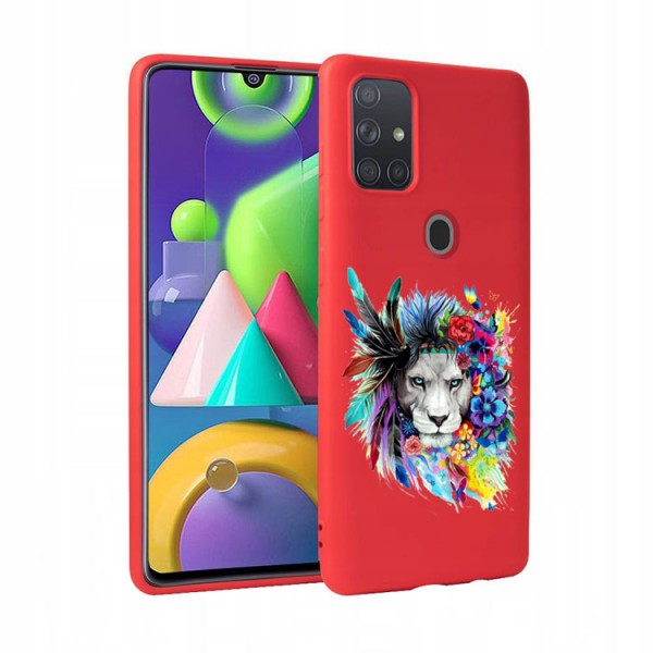 Husa Silicon Soft Upzz Print Candy Compatibila Cu Samsung Galaxy A21s, Model Flower Lion Red
