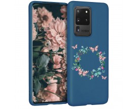 Husa Silicon Soft Upzz Print Candy Samsung Galaxy S20 Ultra Butterflies Circle Albastru