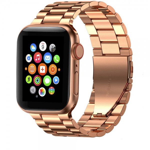 Curea Ceas Upzz Tech Stainless Compatibila Cu Apple Watch 1/2/3/4/5/6 (42/44mm) Rose Gold