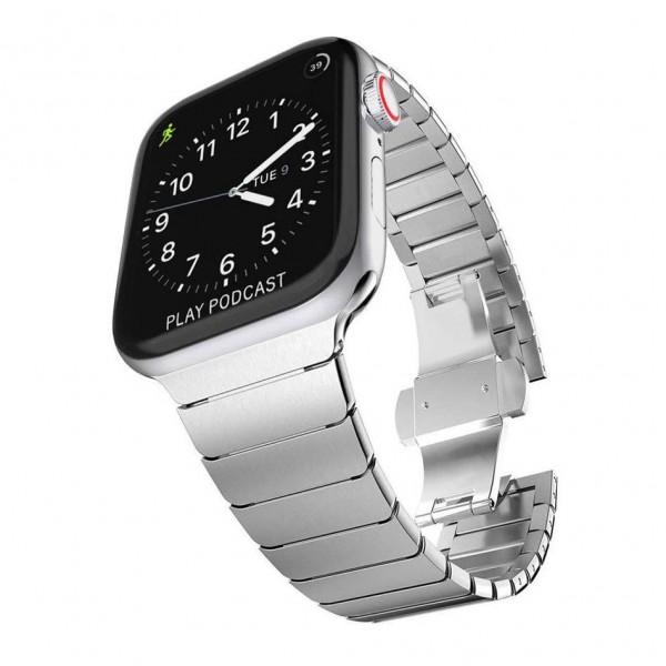 Curea Linkband Upzz Tech Protect Compatibila Cu Apple Watch 1/2/3/4/5/6 (42/44mm) Silver