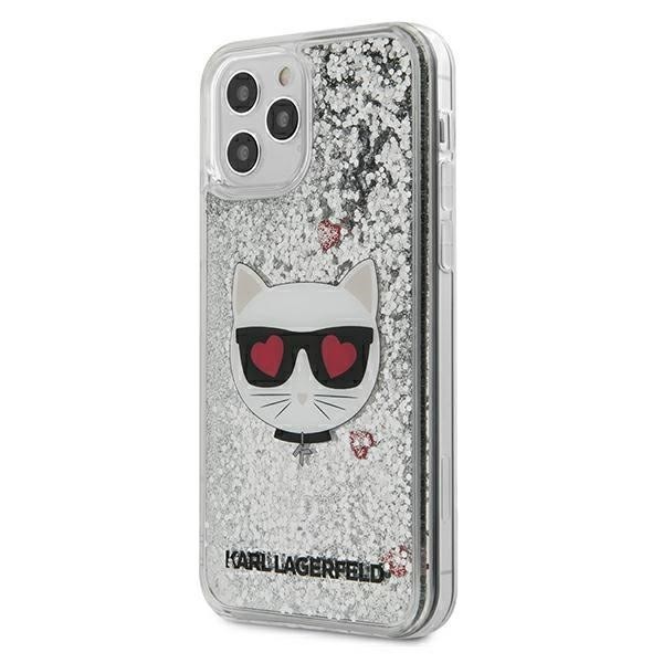 Husa Premium Originala Karl Lagerfeld iPhone 12 Pro Max ,colectia Liquid Glitter Choupette, Silver – Klhcp12llcglsl Choupette imagine noua 2022