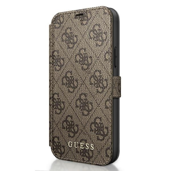 Husa Premium Originala Guess Tip Carte iPhone 12 Pro Max ,colectia Charm , Maro- Guflbksp12l4gb